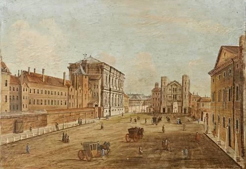 Veduta di Whitehall, con la Banqueting House e l'Holbein Gate